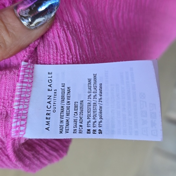 American Eagle Smocked Pink Button-Front Polo Mini Dress - XXL - Picture 11 of 14